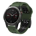 For Garmin QuickFit 26mm Kalebol Tow Row Holes Silicone Watch Band(Green Black)