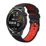 Kalebol 22mm Universal Three Row Holes Silicone Watch Band(Black Red)