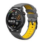 Kalebol 22mm Universal Three Row Holes Silicone Watch Band(Grey Yellow)