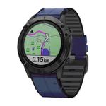For Garmin QuickFit 22mm Kalebol Quick Release Silicone Leather Watch Band(Dark Blue)
