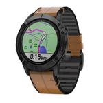 For Garmin QuickFit 22mm Kalebol Quick Release Silicone Leather Watch Band(Brown)