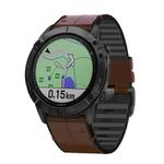 For Garmin QuickFit 26mm Kalebol Quick Release Silicone Leather Watch Band(Coffee)