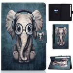 For Samsung Galaxy Tab S8 / Galaxy Tab S7 T870 Electric Pressed Left Right Flat Leather Case with Sleep Function Pen Cover & Card Slot & Holder(Elephant)