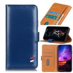 For Sony Xperia 1 II 3-Color Pearl Texture Magnetic Buckle Horizontal Flip PU Leather Case with Card Slots & Wallet & Holder(Blue)