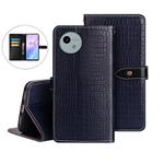 For Sharp Aquos wish4 idewei Crocodile Texture Leather Phone Case(Dark Blue)