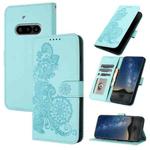 For Nothing Phone 3a Datura Flower Embossed Flip Leather Phone Case(Light Blue)