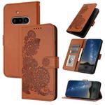 For Nothing Phone 3a Datura Flower Embossed Flip Leather Phone Case(Brown)