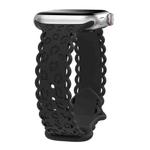 For Apple Watch 46mm / 49mm / 45mm / 44mm Lace Laser Engraved Leopard Silicone Watch Band(Black)
