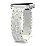 For Apple Watch 42mm / 41mm / 40mm / 38mm Lace Laser Engraved Leopard Silicone Watch Band(Starlight)