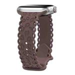 For Apple Watch 42mm / 41mm / 40mm / 38mm Lace Laser Engraved Leopard Silicone Watch Band(Smoky Purple)