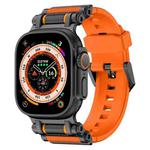 For Apple Watch 46mm / 49mm / 45mm / 44mm Armor Gear Silicone Watch Band(Black Orange)