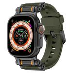 For Apple Watch 46mm / 49mm / 45mm / 44mm Armor Gear Silicone Watch Band(Black Green)