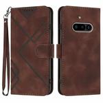 For Nothing Phone 3a Line Pattern Skin Feel Leather Phone Case(Coffee)