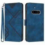 For Nothing Phone 3a Line Pattern Skin Feel Leather Phone Case(Royal Blue)