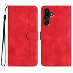For Samsung Galaxy F16 5G / M16 5G Heart Pattern Skin Feel Leather Phone Case(Red)