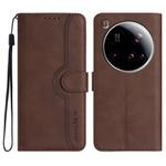 For Xiaomi 15 Ultra Heart Pattern Skin Feel Leather Phone Case(Brown)