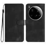 For Xiaomi 15 Ultra Heart Pattern Skin Feel Leather Phone Case(Black)