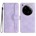 For Xiaomi 15 Ultra Heart Pattern Skin Feel Leather Phone Case(Purple)