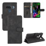 For LG G8s ThinQ Solid Color Skin Feel Magnetic Buckle Horizontal Flip Calf Texture PU Leather Case with Holder & Card Slots & Wallet(Black)