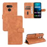 For LG Harmony 4 Solid Color Skin Feel Magnetic Buckle Horizontal Flip Calf Texture PU Leather Case with Holder & Card Slots & Wallet(Brown)