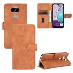 For LG K31 / Aristo 5 Solid Color Skin Feel Magnetic Buckle Horizontal Flip Calf Texture PU Leather Case with Holder & Card Slots & Wallet(Brown)