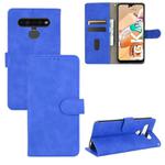 For LG K41S / K51S Solid Color Skin Feel Magnetic Buckle Horizontal Flip Calf Texture PU Leather Case with Holder & Card Slots & Wallet(Blue)