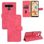 For LG K41S / K51S Solid Color Skin Feel Magnetic Buckle Horizontal Flip Calf Texture PU Leather Case with Holder & Card Slots & Wallet(Rose Red)