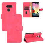 For LG K50S Solid Color Skin Feel Magnetic Buckle Horizontal Flip Calf Texture PU Leather Case with Holder & Card Slots & Wallet(Rose Red)