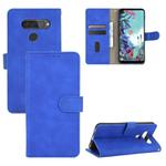 For LG Q70 Solid Color Skin Feel Magnetic Buckle Horizontal Flip Calf Texture PU Leather Case with Holder & Card Slots & Wallet(Blue)