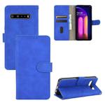 For LG V60 ThinQ 5G Solid Color Skin Feel Magnetic Buckle Horizontal Flip Calf Texture PU Leather Case with Holder & Card Slots & Wallet(Blue)