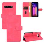 For LG V60 ThinQ 5G Solid Color Skin Feel Magnetic Buckle Horizontal Flip Calf Texture PU Leather Case with Holder & Card Slots & Wallet(Rose Red)