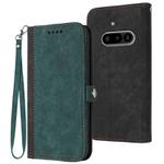 For Nothing Phone 3a Side Buckle Double Fold Hand Strap Leather Phone Case(Dark Green)
