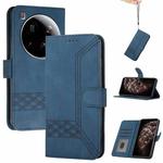 For Xiaomi 15 Ultra Cubic Skin Feel Flip Leather Phone Case(Blue)