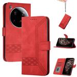 For Xiaomi 15 Ultra Cubic Skin Feel Flip Leather Phone Case(Red)