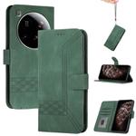 For Xiaomi 15 Ultra Cubic Skin Feel Flip Leather Phone Case(Green)