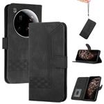 For Xiaomi 15 Ultra Cubic Skin Feel Flip Leather Phone Case(Black)