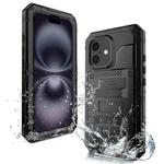 For iPhone 16 Plus Four-proof Metal Hybrid Silicone Phone Case(Black)
