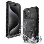 For iPhone 15 Pro Max Four-proof Metal Hybrid Silicone Phone Case(Black)