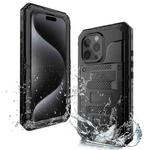 For iPhone 15 Pro Four-proof Metal Hybrid Silicone Phone Case(Black)