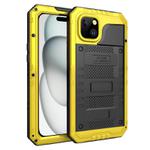 For iPhone 15 Plus Four-proof Metal Hybrid Silicone Phone Case(Yellow)