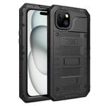 For iPhone 15 Four-proof Metal Hybrid Silicone Phone Case(Black)