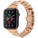 For Apple Watch 42mm / 41mm / 40mm / 38mm Butterfly Buckle New Five Beads Stainless Steel Watch Band(Rose Gold)