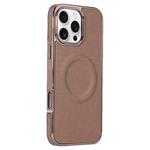 For iPhone 16 Pro Max Electroplating Soft Side Sticker Leather MagSafe Phone Case(Gold)