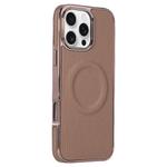 For iPhone 16 Pro Electroplating Soft Side Sticker Leather MagSafe Phone Case(Gold)