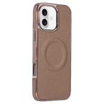 For iPhone 16 Electroplating Soft Side Sticker Leather MagSafe Phone Case(Gold)