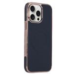 For iPhone 15 Pro Max Electroplating Soft Side Sticker Leather MagSafe Phone Case(Black)