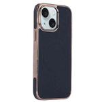 For iPhone 15 Electroplating Soft Side Sticker Leather MagSafe Phone Case(Black)