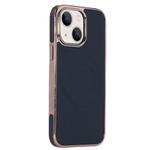 For iPhone 14 Plus Electroplating Soft Side Sticker Leather MagSafe Phone Case(Black)