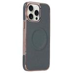 For iPhone 14 Pro Electroplating Soft Side Sticker Leather MagSafe Phone Case(Dark Green)