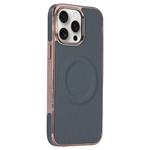 For iPhone 13 Pro Max Electroplating Soft Side Sticker Leather MagSafe Phone Case(Dark Green)